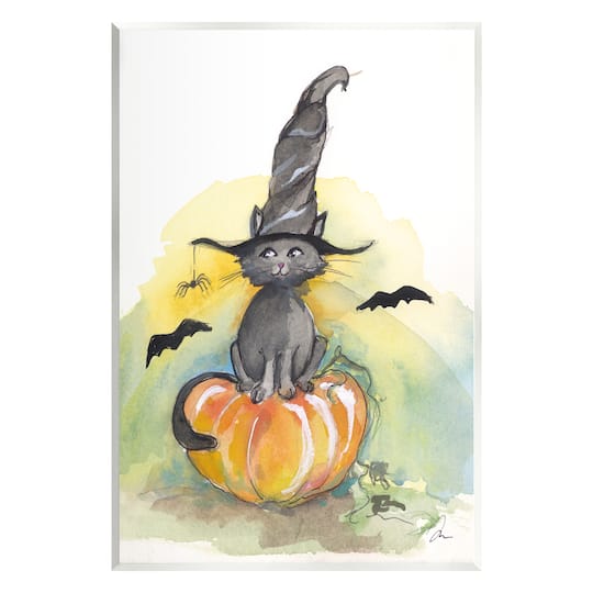 Stupell Industries Witch Cat on Pumpkin Wall Plaque Art